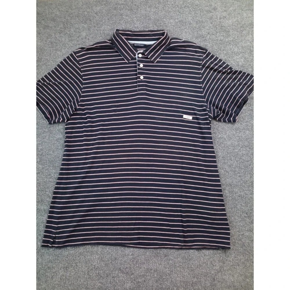 Cutter & Buck Paris Golf Club Striped Polo Shirt Men's XL Navy Pink